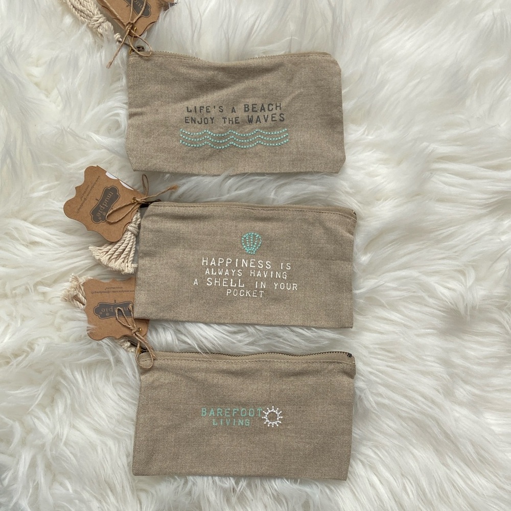 NWT‎ Mud Pie Set of 3 Tan Pouches